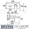 Bristan Alp Wall Mounted Bath Filler Dimensions